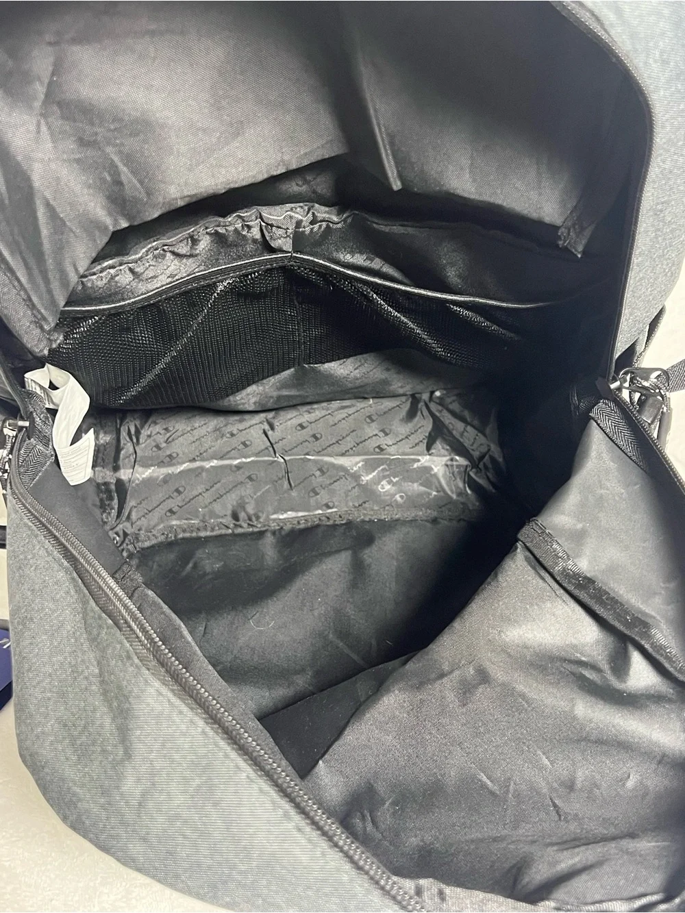New CHAMPION Charcoal Gray Laptop Backpack w/ “RIT Tiger Pride 2022” Embroidery